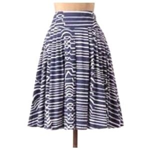 Anthropologie navy blue and white geometric printed circle skirt by Maeve